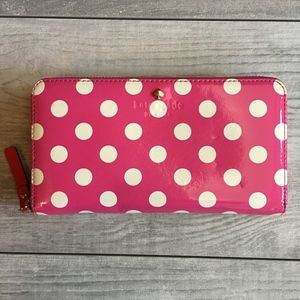 Patent Leather Pink and White Polkadot Clutch